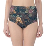 Floral Seamless Pattern Decorative Classic High-Waist Bikini Bottoms