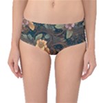 Floral Seamless Pattern Decorative Mid-Waist Bikini Bottoms