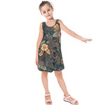 Floral Seamless Pattern Decorative Kids  Sleeveless Dress