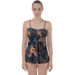 Floral Seamless Pattern Decorative Babydoll Tankini Set