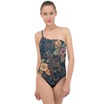 Floral Seamless Pattern Decorative Classic One Shoulder Swimsuit