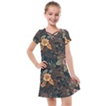 Floral Seamless Pattern Decorative Kids  Cross Web Dress