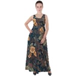 Floral Seamless Pattern Decorative Empire Waist Velour Maxi Dress