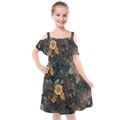 Kids  Cut Out Shoulders Chiffon Dress 