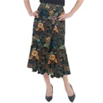 Floral Seamless Pattern Decorative Midi Mermaid Skirt