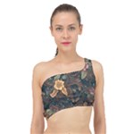 Floral Seamless Pattern Decorative Spliced Up Bikini Top 