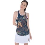 Floral Seamless Pattern Decorative Racer Back Mesh Tank Top