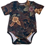 Floral Seamless Pattern Decorative Baby Short Sleeve Bodysuit