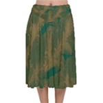 Seamless Pattern Pattern Leaves Velvet Flared Midi Skirt