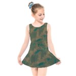 Seamless Pattern Pattern Leaves Kids  Skater Dress Swimsuit