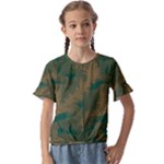 Seamless Pattern Pattern Leaves Kids  Cuff Sleeve Scrunch Bottom T-Shirt