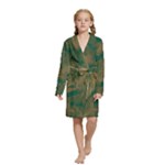 Seamless Pattern Pattern Leaves Kids  Long Sleeve Velvet Lounge Robe