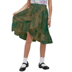 Seamless Pattern Pattern Leaves Kids  Ruffle Flared Wrap Midi Skirt