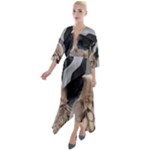 Digital Rebel 6 Quarter Sleeve Wrap Front Maxi Dress