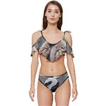 Digital Rebel 6 Ruffle Edge Tie Up Bikini Set	