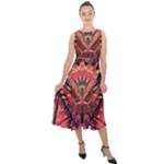 Trippy Garland Midi Tie-Back Chiffon Dress