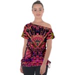 Trippy Garland Off Shoulder Tie-Up T-Shirt