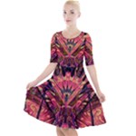 Trippy Garland Quarter Sleeve A-Line Dress With Pockets