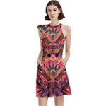 Trippy Garland Cocktail Party Halter Sleeveless Dress With Pockets