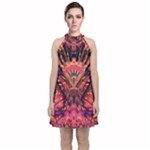 Trippy Garland Velvet Halter Neckline Dress 