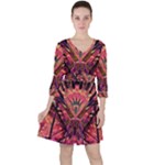 Trippy Garland Quarter Sleeve Ruffle Waist Dress