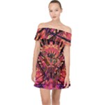 Trippy Garland Off Shoulder Chiffon Dress