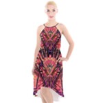 Trippy Garland High-Low Halter Chiffon Dress 