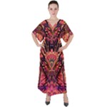 Trippy Garland V-Neck Boho Style Maxi Dress