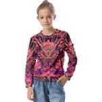 Trippy Garland Kids  Long Sleeve T-Shirt with Frill 