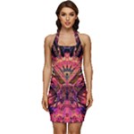 Trippy Garland Sleeveless Wide Square Neckline Ruched Bodycon Dress