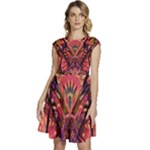 Trippy Garland Cap Sleeve High Waist Dress