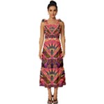 Trippy Garland Tie-Strap Tiered Midi Chiffon Dress