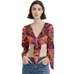 Trippy Garland Trumpet Sleeve Cropped Top