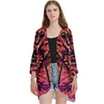 Trippy Garland Open Front 3/4 Sleeve Batwing Chiffon Cardigan Kimono