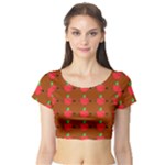 Apple Arrow Pattern Design Drawing Short Sleeve Crop Top