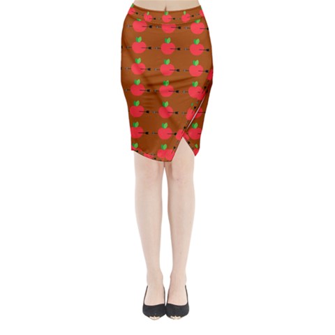 Apple Arrow Pattern Design Drawing Midi Wrap Pencil Skirt from ArtsNow.com