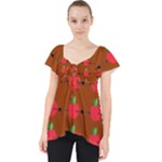 Apple Arrow Pattern Design Drawing Lace Front Dolly Top