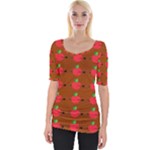 Apple Arrow Pattern Design Drawing Wide Neckline T-Shirt