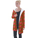 Apple Arrow Pattern Design Drawing Longline Hooded Cardigan