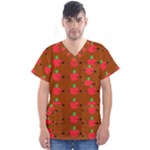 Apple Arrow Pattern Design Drawing Men s V-Neck Scrub Top