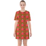 Apple Arrow Pattern Design Drawing Sixties Short Sleeve Mini Dress