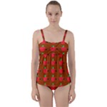 Apple Arrow Pattern Design Drawing Twist Front Tankini Set