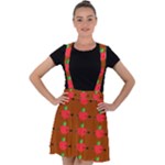 Apple Arrow Pattern Design Drawing Velvet Suspender Skater Skirt