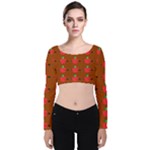 Apple Arrow Pattern Design Drawing Velvet Long Sleeve Crop Top