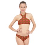 Apple Arrow Pattern Design Drawing High Neck Bikini Set