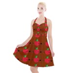 Apple Arrow Pattern Design Drawing Halter Party Swing Dress 