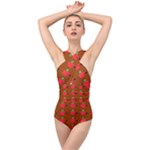 Apple Arrow Pattern Design Drawing Cross Front Low Back Swimsuit