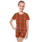 Apple Arrow Pattern Design Drawing Kids  Mesh T-Shirt and Shorts Set