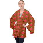 Apple Arrow Pattern Design Drawing Long Sleeve Velvet Kimono 