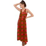 Apple Arrow Pattern Design Drawing V-Neck Chiffon Maxi Dress